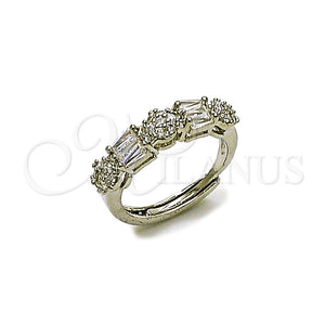 Anillo Multi Piedra 01.346.0024 Rodio Laminado, Diseño de Baguette, con Zirconia Cubica Blanca y Micro Pave Blanca, Pulido, Rodinado (Talla Unica)