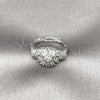 Anillo Multi Piedra 01.346.0025 Rodio Laminado, Diseño de Baguette, con Zirconia Cubica Blanca y Micro Pave Blanca, Pulido, Rodinado (Talla Unica)