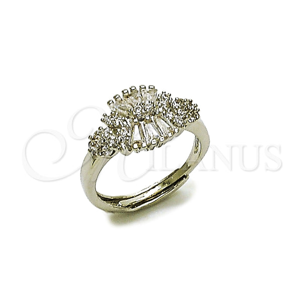 Anillo Multi Piedra 01.346.0025 Rodio Laminado, Diseño de Baguette, con Zirconia Cubica Blanca y Micro Pave Blanca, Pulido, Rodinado (Talla Unica)