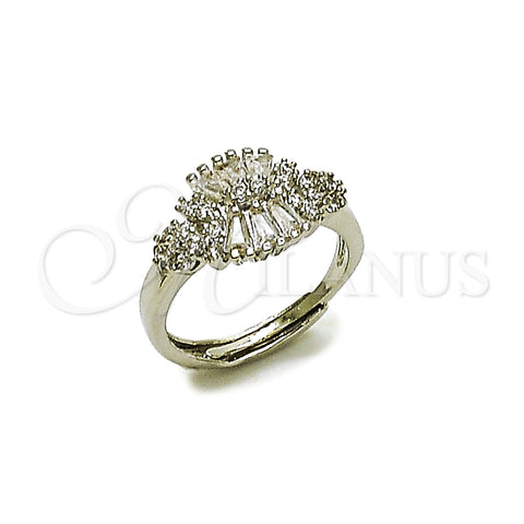 Anillo Multi Piedra 01.346.0025 Rodio Laminado, Diseño de Baguette, con Zirconia Cubica Blanca y Micro Pave Blanca, Pulido, Rodinado (Talla Unica)