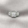 Anillo Multi Piedra 01.346.0026 Rodio Laminado, Diseño de Cluster, con Zirconia Cubica Blanca y Micro Pave Blanca, Pulido, Rodinado (Talla Unica)