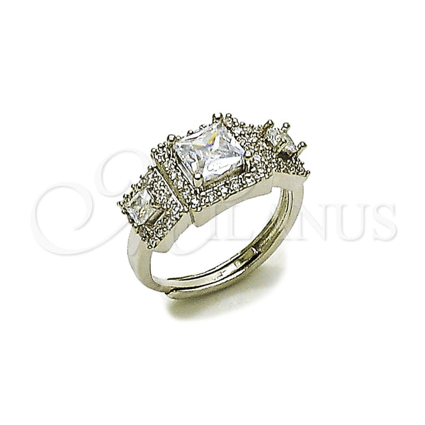 Anillo Multi Piedra 01.346.0026 Rodio Laminado, Diseño de Cluster, con Zirconia Cubica Blanca y Micro Pave Blanca, Pulido, Rodinado (Talla Unica)