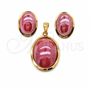 Collar y Dije 06.116.0211.1 Acero Inoxidable, con Astral Pink Madre Perla, Pulido Blanco, Tono Dorado