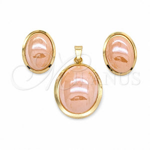 Collar y Dije 06.116.0211.2 Acero Inoxidable, con Rosado Madre Perla, Pulido Blanco, Tono Dorado