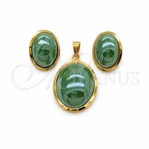 Collar y Dije 06.116.0211.3 Acero Inoxidable, con Madre Perla Verde, Pulido Blanco, Tono Dorado