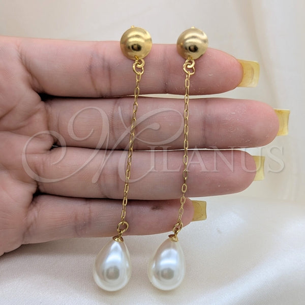 Collar y Dije 06.116.0215 Acero Inoxidable, con Madre Perla Champan, Pulido Blanco, Tono Dorado