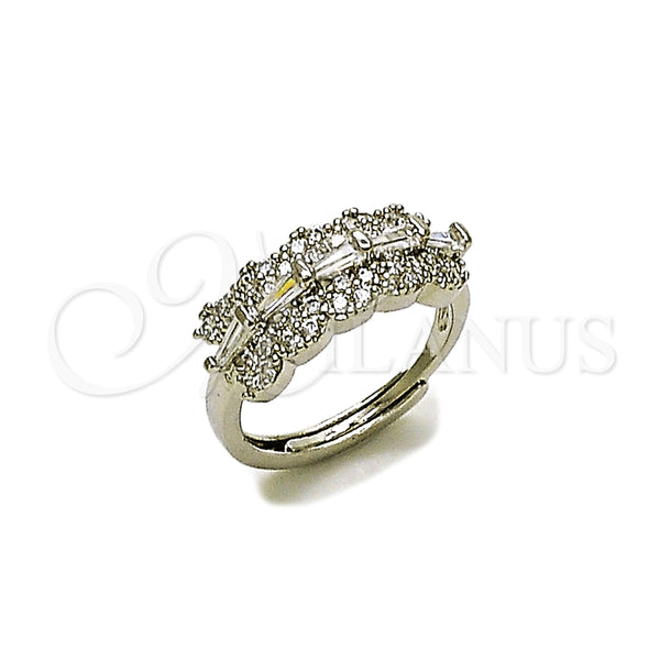 Anillo Multi Piedra 01.346.0027 Rodio Laminado, Diseño de Baguette, con Zirconia Cubica Blanca, Pulido, Rodinado (Talla Unica)