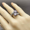 Anillo Multi Piedra 01.346.0029 Rodio Laminado, con Zirconia Cubica Amatista y Micro Pave Blanca, Pulido, Rodinado (Talla Unica)