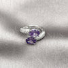 Anillo Multi Piedra 01.346.0029 Rodio Laminado, con Zirconia Cubica Amatista y Micro Pave Blanca, Pulido, Rodinado (Talla Unica)