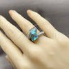 Anillo Multi Piedra 01.346.0029.1 Rodio Laminado, con Zirconia Cubica Aqua Azul, Pulido, Rodinado (Talla Unica)