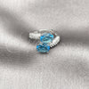 Anillo Multi Piedra 01.346.0029.1 Rodio Laminado, con Zirconia Cubica Aqua Azul, Pulido, Rodinado (Talla Unica)
