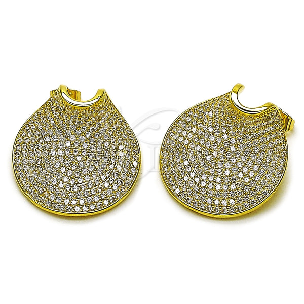 Arete Dormilona 02.436.0027 Oro Laminado, con Blanca Zirconia Cubica, Pulido, Tono Dorado