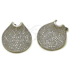 Arete Dormilona 02.436.0027.1 Rodio Laminado, con Zirconia Cubica Blanca, Pulido, Rodinado