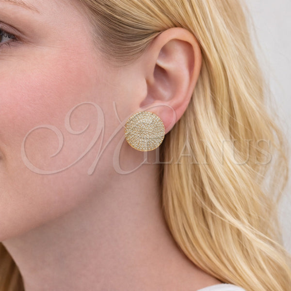 Arete Dormilona 02.436.0031 Oro Laminado, con Blanca Zirconia Cubica, Pulido, Tono Dorado