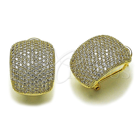Arete Gancho Frances 02.436.0032 Oro Laminado, con Blanca Zirconia Cubica, Pulido, Tono Dorado