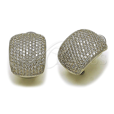 Arete Gancho Frances 02.436.0032.1 Rodio Laminado, con Zirconia Cubica Blanca, Pulido, Rodinado