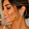 Arete Dormilona 02.436.0033.1 Rodio Laminado, Diseño de Flor, con Zirconia Cubica Blanca y Micro Pave Blanca, Pulido, Rodinado