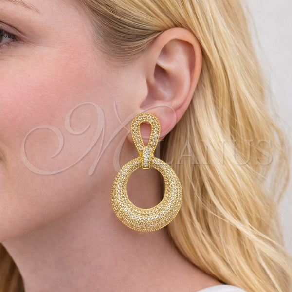 Arete Dormilona 02.436.0034 Oro Laminado, Diseño de Baguette, Pulido, Tono Dorado