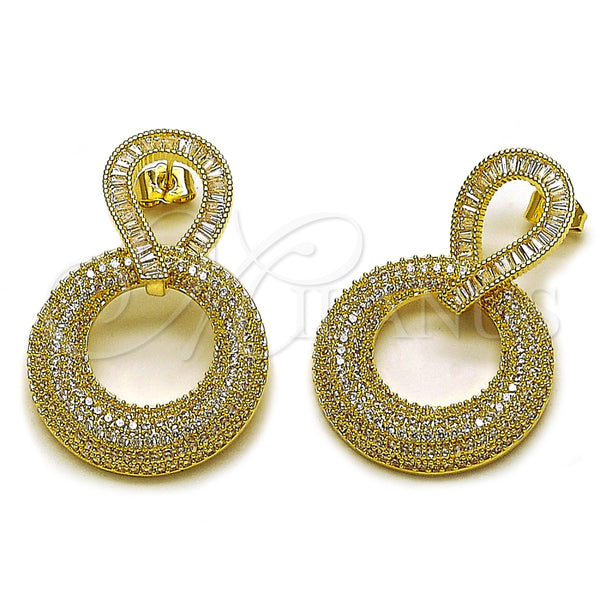 Arete Dormilona 02.436.0034 Oro Laminado, Diseño de Baguette, Pulido, Tono Dorado