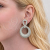 Arete Dormilona 02.436.0034.1 Oro Laminado Blanco, Diseño de Baguette, con Zirconia Cubica Blanca, Pulido, Rodinado