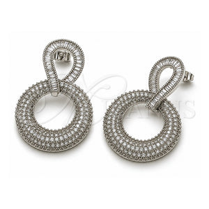 Arete Dormilona 02.436.0034.1 Oro Laminado Blanco, Diseño de Baguette, con Zirconia Cubica Blanca, Pulido, Rodinado