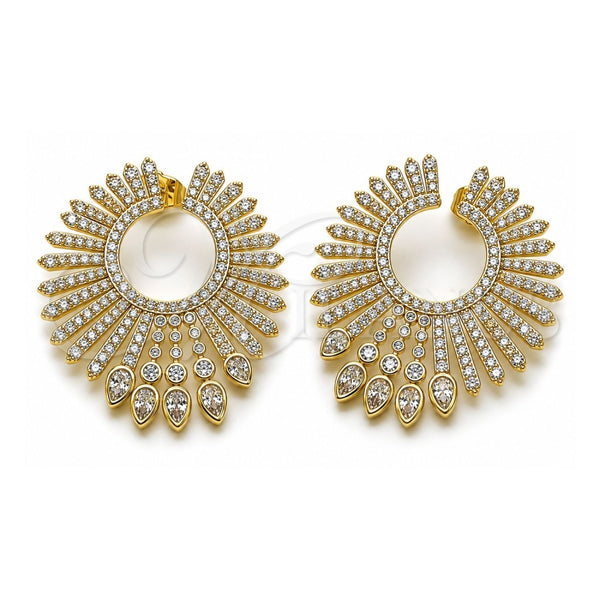 Arete Dormilona 02.436.0035 Oro Laminado, con Zirconia Cubica Blanca, Pulido, Tono Dorado