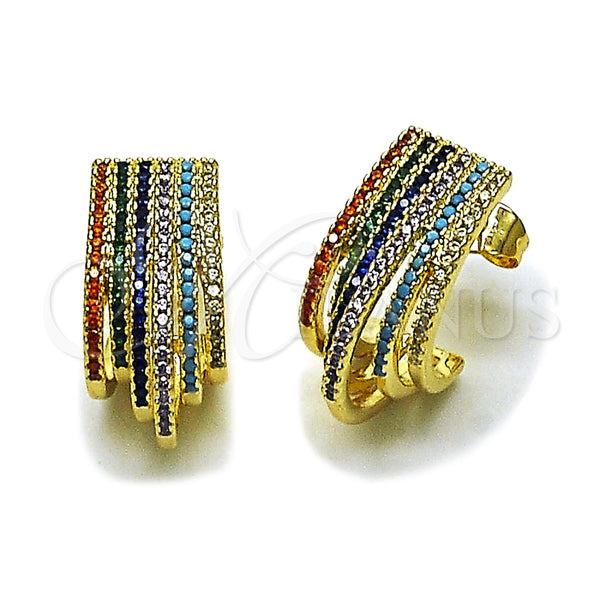Arete Dormilona 02.436.0037.1 Oro Laminado, con Multicolor Zirconia Cubica, Pulido, Tono Dorado