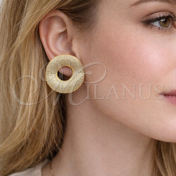 Arete Dormilona 02.436.0038 Oro Laminado, con Blanca Zirconia Cubica, Pulido, Tono Dorado