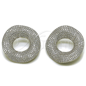 Arete Dormilona 02.436.0038.1 Rodio Laminado, con Zirconia Cubica Blanca, Pulido, Rodinado