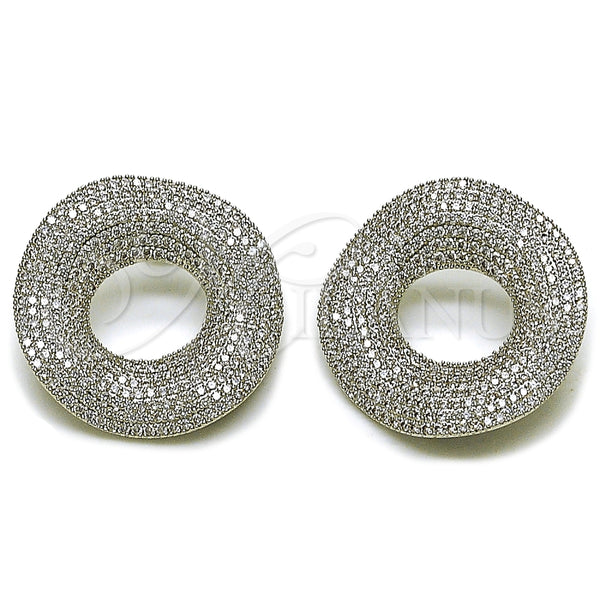 Arete Dormilona 02.436.0038.1 Rodio Laminado, con Zirconia Cubica Blanca, Pulido, Rodinado