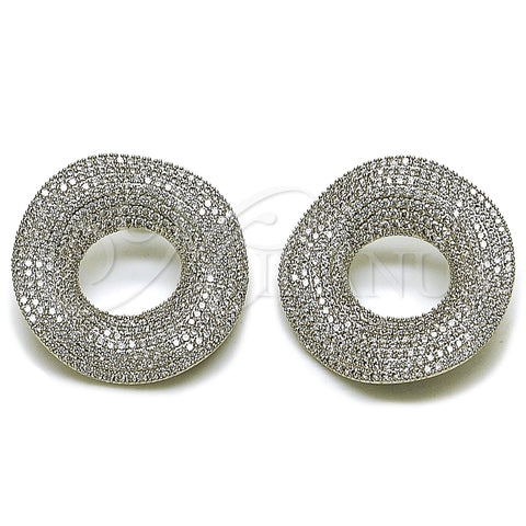Arete Dormilona 02.436.0038.1 Rodio Laminado, con Zirconia Cubica Blanca, Pulido, Rodinado