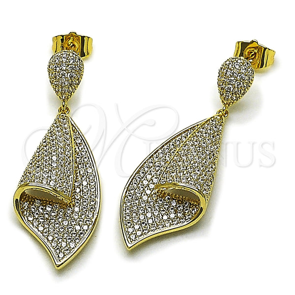 Arete Colgante 02.436.0039 Oro Laminado, con Blanca Zirconia Cubica, Pulido, Tono Dorado