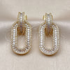 Arete Colgante 02.436.0041 Oro Laminado, Diseño de Baguette y Cluster, con Zirconia Cubica Blanca y Micro Pave Blanca, Pulido, Tono Dorado