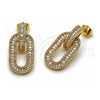 Arete Colgante 02.436.0041 Oro Laminado, Diseño de Baguette y Cluster, con Zirconia Cubica Blanca y Micro Pave Blanca, Pulido, Tono Dorado