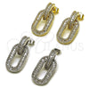 Arete Colgante 02.436.0041 Oro Laminado, Diseño de Baguette y Cluster, con Zirconia Cubica Blanca y Micro Pave Blanca, Pulido, Tono Dorado
