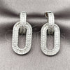 Arete Colgante 02.436.0041.1 Rodio Laminado, Diseño de Cluster y Baguette, con Zirconia Cubica Blanca y Micro Pave Blanca, Pulido, Rodinado