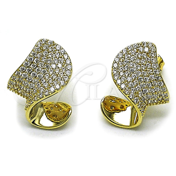 Arete Dormilona 02.436.0042 Oro Laminado, con Blanca Zirconia Cubica, Pulido, Tono Dorado