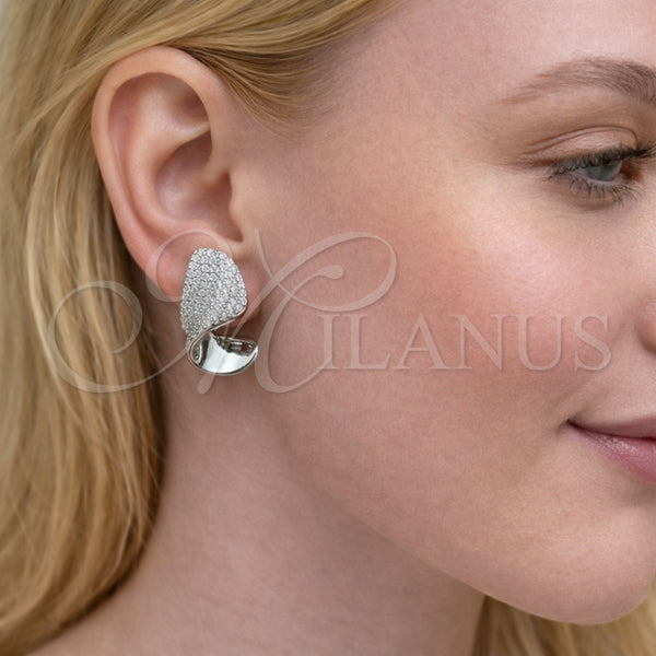 Arete Dormilona 02.436.0042.1 Rodio Laminado, con Zirconia Cubica Blanca, Pulido, Rodinado