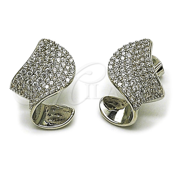 Arete Dormilona 02.436.0042.1 Rodio Laminado, con Zirconia Cubica Blanca, Pulido, Rodinado