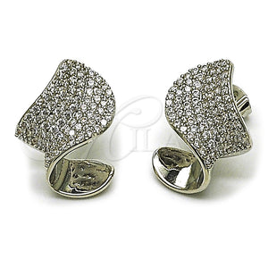 Arete Dormilona 02.436.0042.1 Rodio Laminado, con Zirconia Cubica Blanca, Pulido, Rodinado