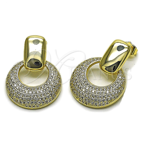 Arete Colgante 02.436.0043 Oro Laminado, con Blanca Zirconia Cubica, Pulido, Tono Dorado