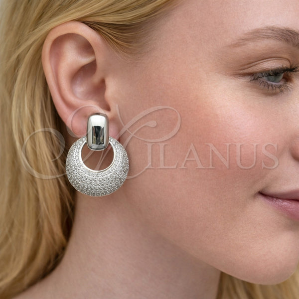 Arete Colgante 02.436.0043.1 Rodio Laminado, con Zirconia Cubica Blanca, Pulido, Rodinado