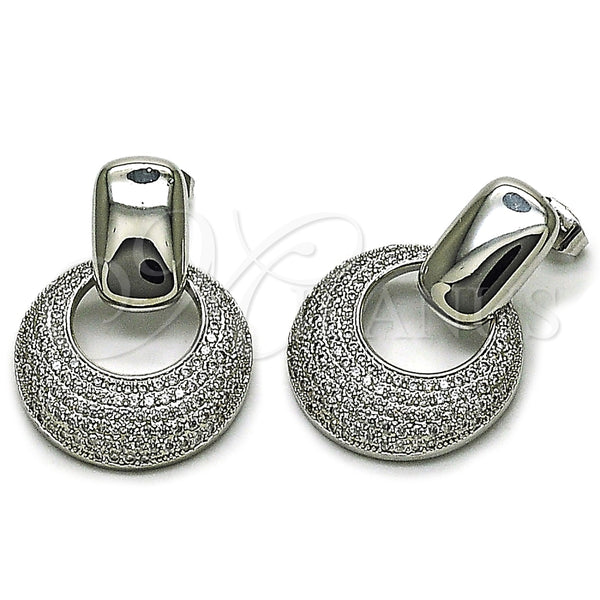 Arete Colgante 02.436.0043.1 Rodio Laminado, con Zirconia Cubica Blanca, Pulido, Rodinado