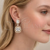 Arete Colgante 02.436.0044 Oro Laminado, Diseño de Cluster, con Blanca Zirconia Cubica and Blanca Micro Pave, Pulido, Tono Dorado
