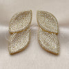 Arete Dormilona 02.436.0045 Oro Laminado, Diseño de Oja, con Blanca Zirconia Cubica, Pulido, Tono Dorado