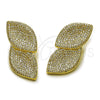 Arete Dormilona 02.436.0045 Oro Laminado, Diseño de Oja, con Blanca Zirconia Cubica, Pulido, Tono Dorado