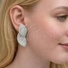 Arete Dormilona 02.436.0045.1 Rodio Laminado, Diseño de Oja, con Zirconia Cubica Blanca, Pulido, Rodinado