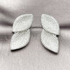 Arete Dormilona 02.436.0045.1 Rodio Laminado, Diseño de Oja, con Zirconia Cubica Blanca, Pulido, Rodinado