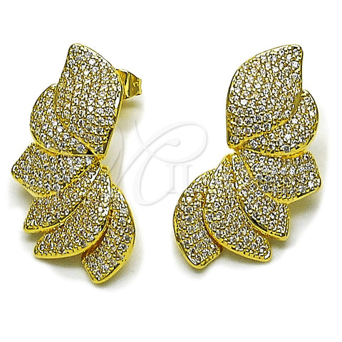Arete Dormilona 02.436.0046 Oro Laminado, Diseño de Flor, con Blanca Zirconia Cubica, Pulido, Tono Dorado