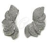 Arete Dormilona 02.436.0046.1 Rodio Laminado, Diseño de Flor, con Zirconia Cubica Blanca, Pulido, Rodinado